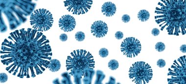 Beyaz arka planda virüs Coronavirus COVID 19. Tıp konsepti