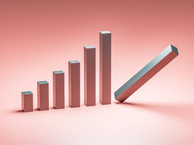 İş ve iflas kavramı. Ekonomik durgunlukla iflas grafiği. 3d oluşturma