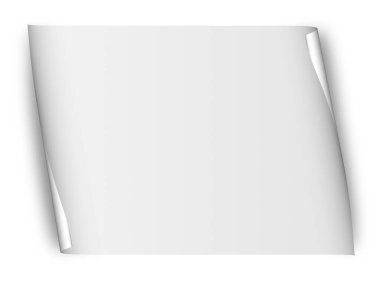 Sayfa kıvrımlı boş beyaz sayfa arkaplanı beyaz üzerine izole