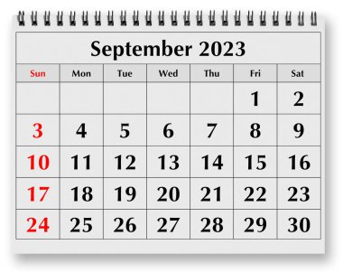 Aylık takvimin bir sayfası - Eylül 2023