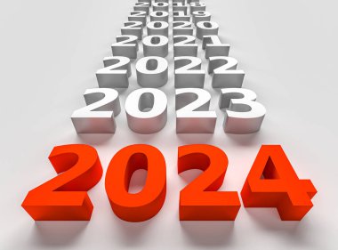 2024 yılının kırmızı sayısı neredeyse eski yıllara yakın. Tatil kavramını kutlayalım. 3d oluşturma