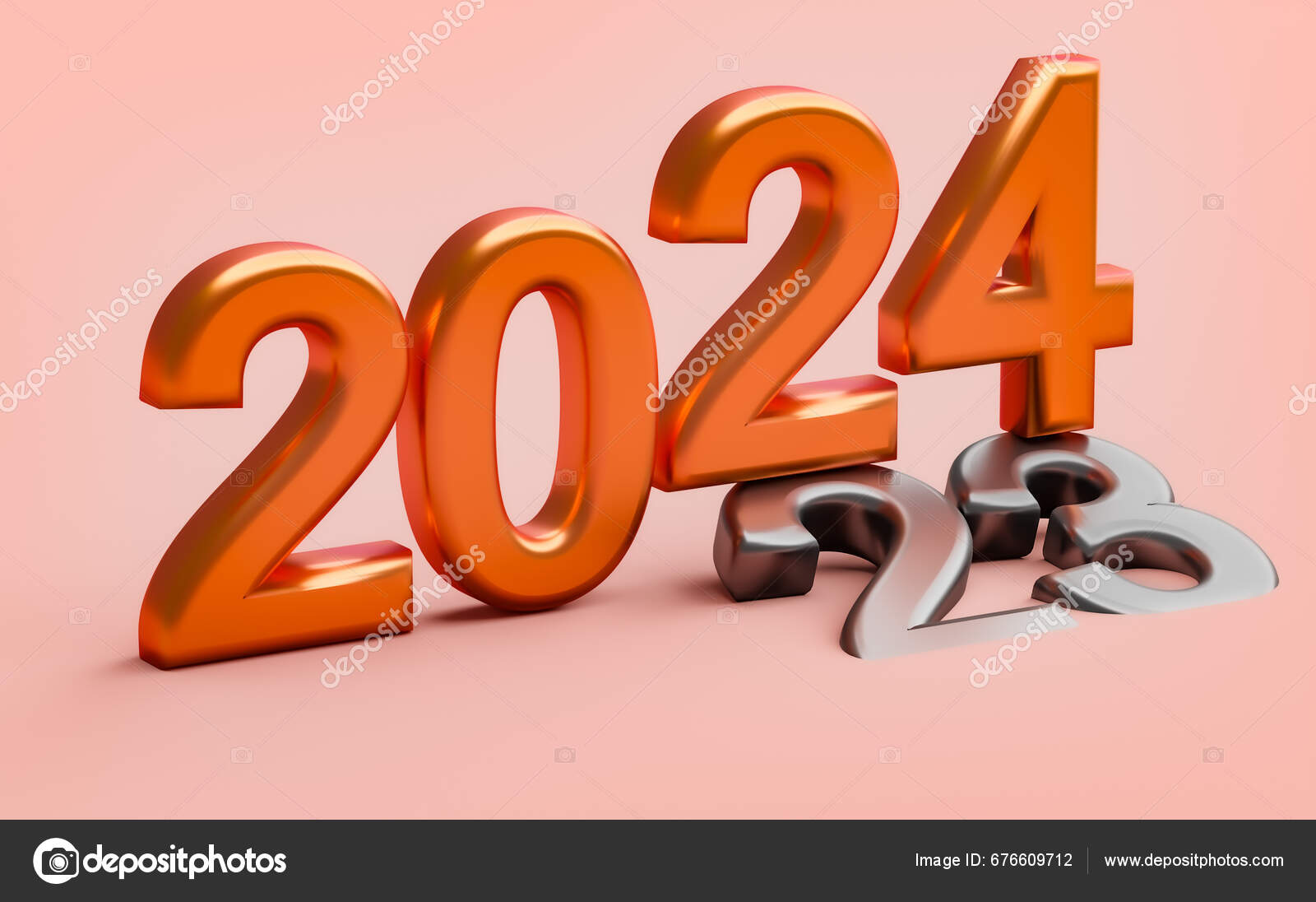 New Year 2024 Holiday Concept Number 2024 Lies 2023 Rendering Stock