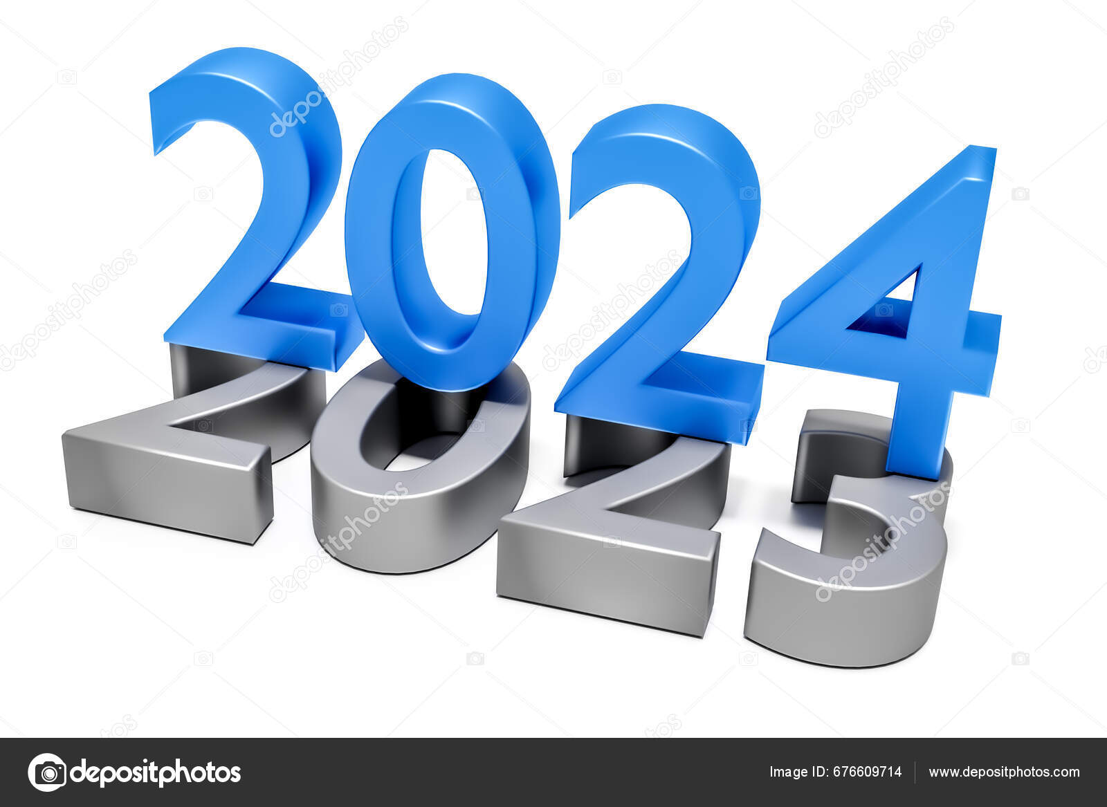 New Year 2024 Holiday Concept Number 2024 Lies 2023 Rendering Stock