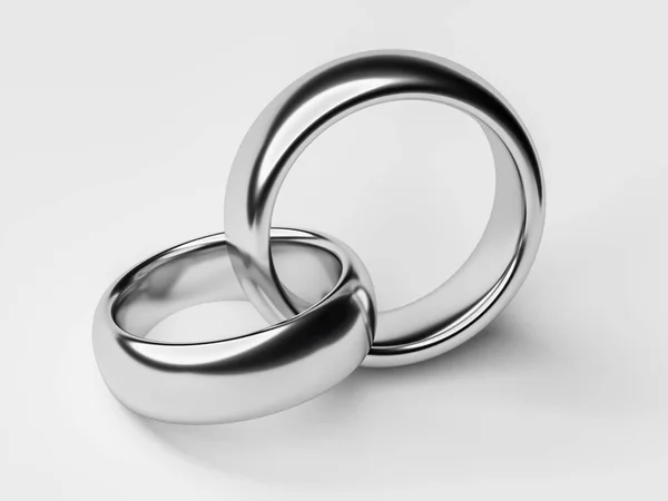 Иллюстрация Двух Свадебных Серебряных Колец Единство Любовь Рендеринг — стоковое фото