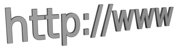 Exploring the online world with the web address http://www. Concept of internet and technology. Isolated on white