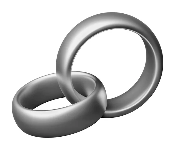 Dva Propletené Stříbrné Prsteny Symbolizují Jednotu Lásky Manželství Perfektní Ukázka — Stock fotografie