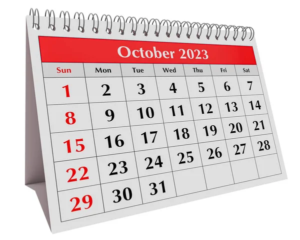 Strona Rocznego Kalendarza Miesięcznego Biura Odosobnieniu Data Miesiąc Październik 2023 — Zdjęcie stockowe