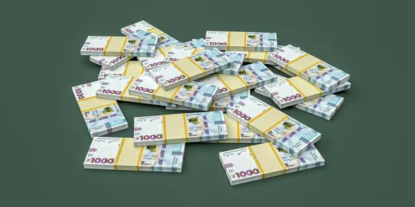 Piles Ukrainian Hryvnia Banknotes Symbolizing Financial Wealth Business Investment Rendering — Stock Photo, Image