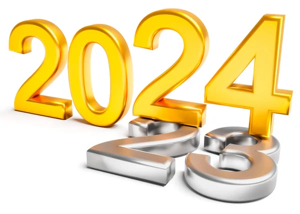 Nový Rok 2024 Prázdninový Koncept Číslo 2024 Leží Roce2023 Vykreslování — Stock fotografie