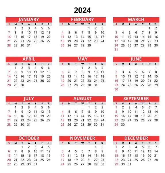2024 Kalender Verticaal Moderne Vectorillustratie Plan Jaar Met Stijl — Stockvector