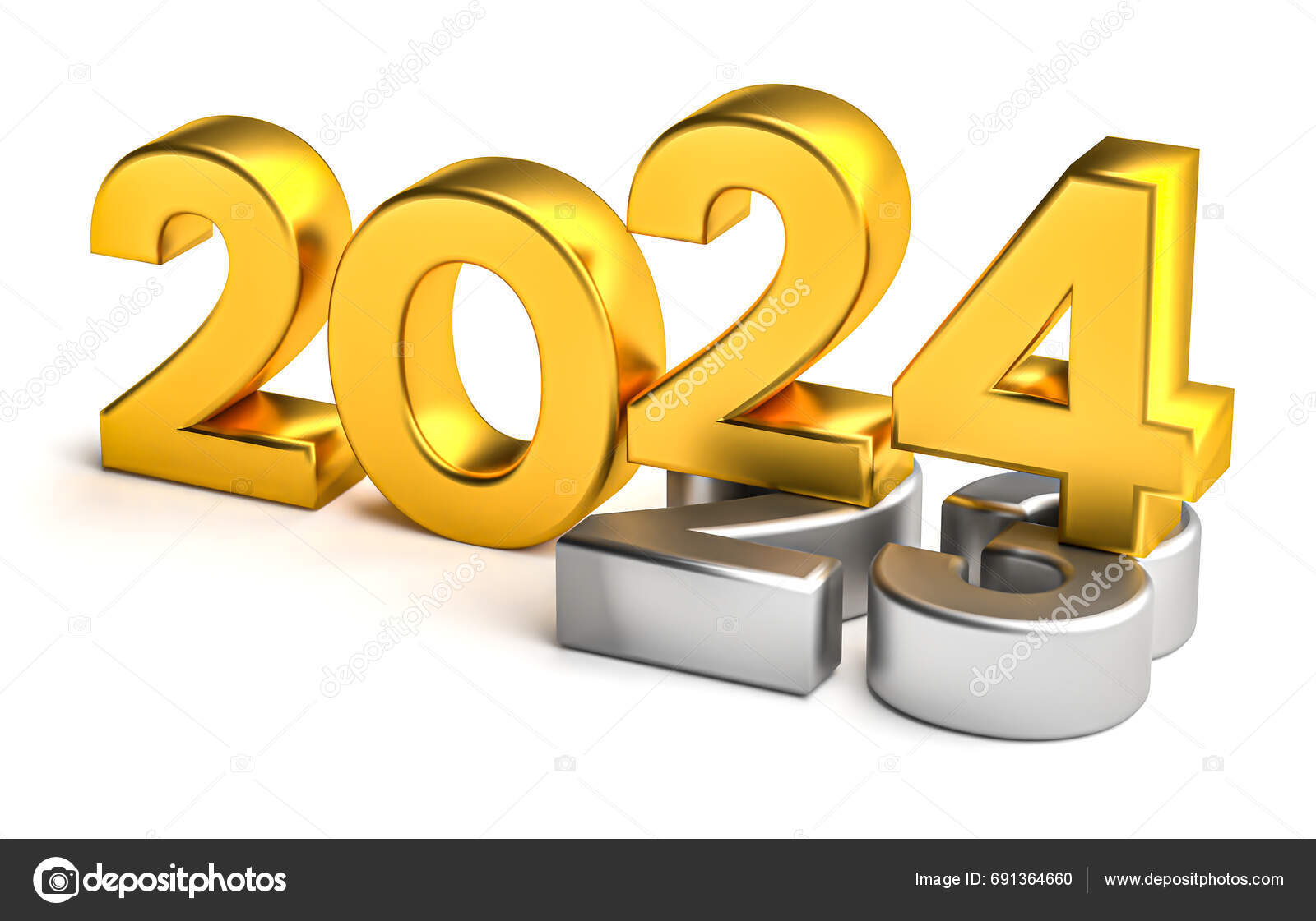 New Year 2024 Holiday Concept Gold Number 2024 Lies 2023 Stock Photo by