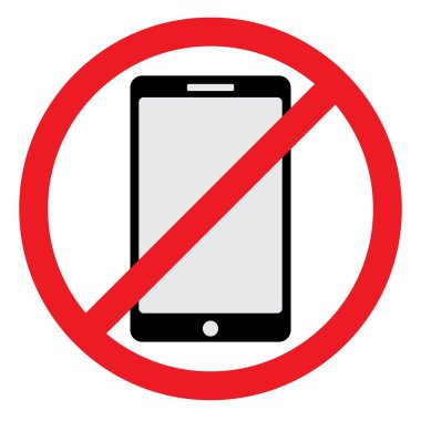 Cep telefonu uyarı işareti simgesi. Telefonu kapat. Vektör İllüstrasyonu