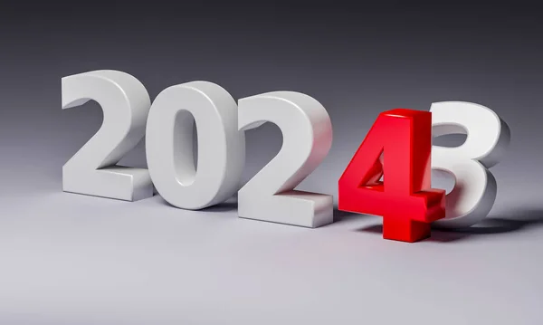 New year 2024 holiday concept. The number 2024 near old 2023. 3d render
