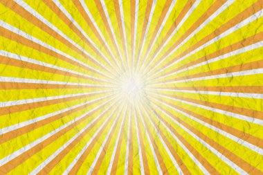 Güneş ışınlı soyut sarı arkaplan. Eski ve eski dokular. Tasarım için yaz illüstrasyonu