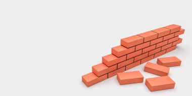 Boş arkaplanı olan tuğla duvarlar. İnşaat endüstrisi konsepti