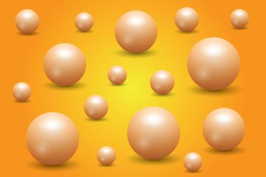 Sarı toplardan soyut turuncu arkaplan. Çember şekil küresi illüstrasyonu