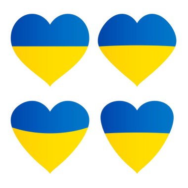 Ukrayna bayrağı renginde bir kalp. Ukrayna 'ya bayılırım. Savaşı durdurun.