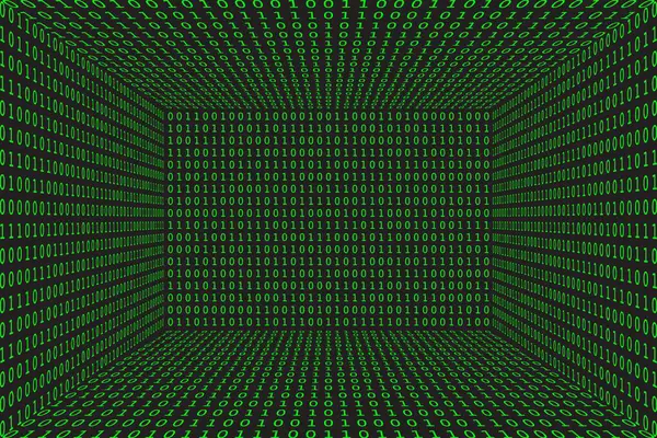 Programdatum Bakgrund Grön Programmering Binär Kodning Matris Vektor Illustration — Stock vektor