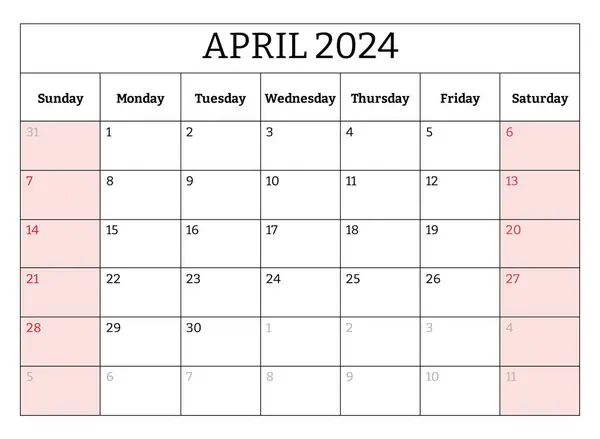 Календар Місяців 2024 Року Векторна Ілюстрація Друку Щомісячне Планування Ваших — стоковий вектор