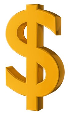 Finans ve iş sembolü. Beyaz arkaplanda altın dolar işareti izole