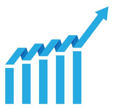 Artırılmış raporlu çizelge. Yükselen ve ilerleme kaydeden çubuk diyagramı. Vektör illüstrasyonu
