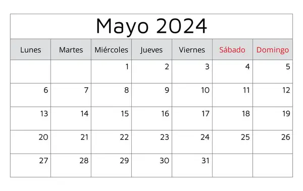 stock vector May 2024 SPANISH calendar (mayo). Vector illustration. Monthly planning for your business in Spain