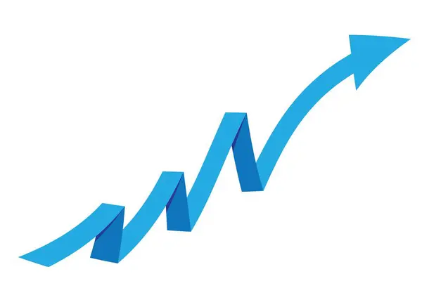 Gráfico Con Informe Aumento Diagrama Con Ascenso Progreso Ilustración Vectorial — Vector de stock
