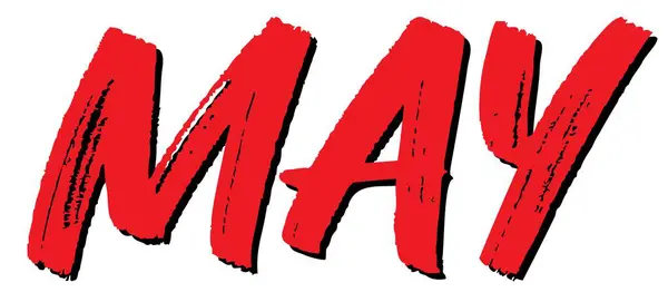 Palavra Vermelha Mês Maio Ilustração Vetorial Título Maio Com Grunge —  Vetores de Stock