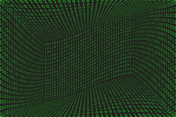 Программа Третьем Плане Зеленое Программирование Двоичного Кодирования Векторная Иллюстрация Матрицы — стоковый вектор