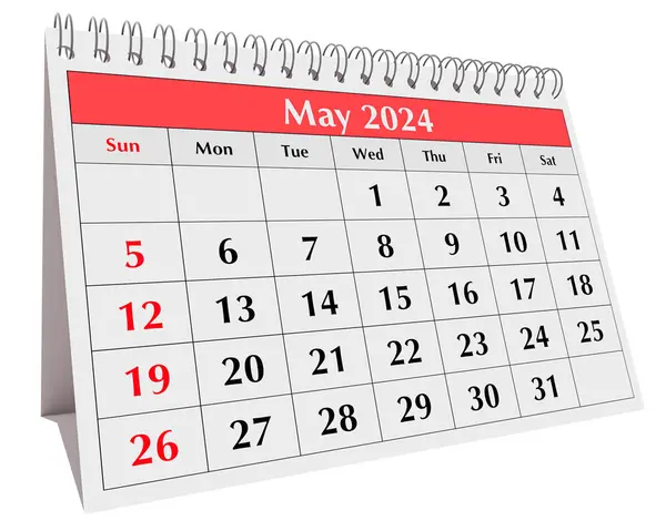 Maio 2024 Calendário Página Calendário Anual Mês Mesa Negócios Isolado — Fotografia de Stock
