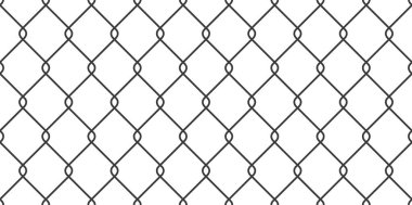Metal çit, çelik zincir desenli, dikişsiz bir arka plan. Vektör illüstrasyonu