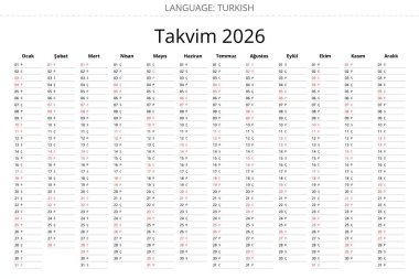 Türkiye için minimalist tasarıma sahip basit 2026 Türkçe planlayıcı