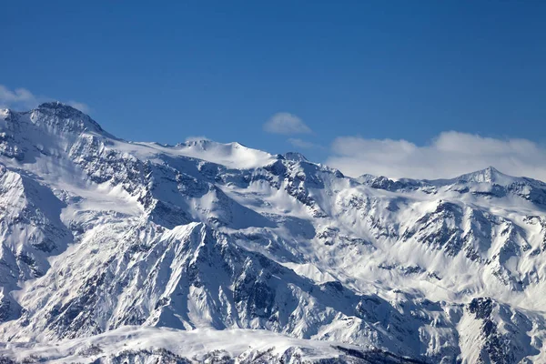 Pohled Zasněžené Hory Ledovec Pěkném Slunečném Večeru Kavkazské Hory Zimě — Stock fotografie