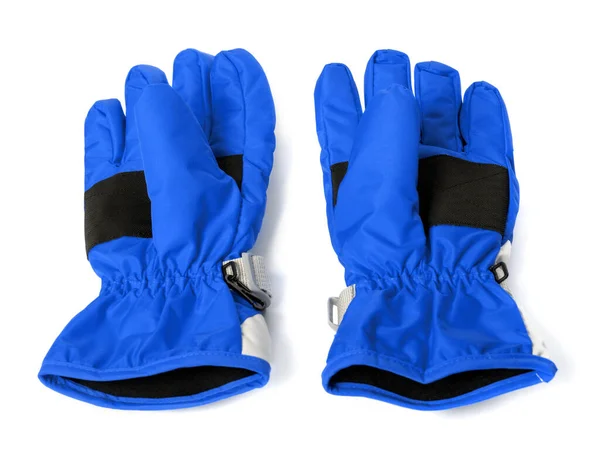 Pair Winter Blue Ski Gloves Isolated White Background — Stock Photo, Image