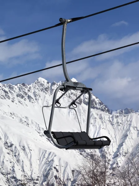 Ski Lift Ski Resort Snowy Mountains Sunny Day Caucasus Mountains — Stock Photo, Image