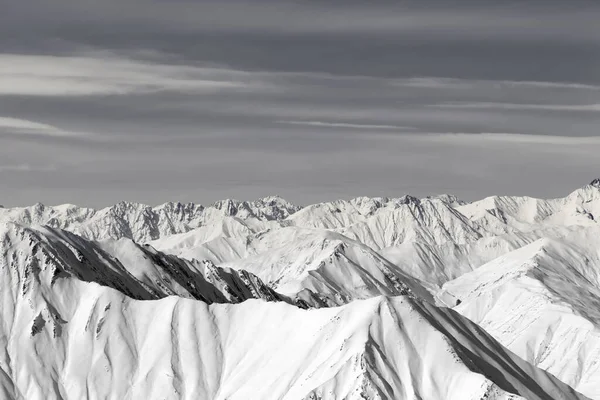Czarno Biała Zima Śnieżne Wysokie Góry Kaukaz Gruzja Region Gudauri — Zdjęcie stockowe