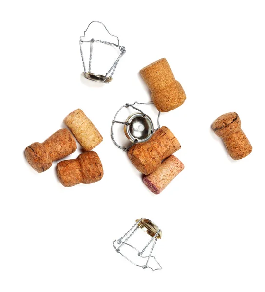 Corks Champagne Wine Muselets Isolated White Background View — Stock Photo, Image
