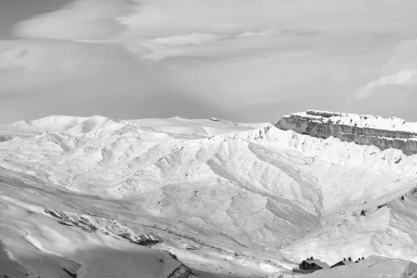 Snöiga Vinterberg Och Himmel Med Moln Fina Vinterkvällar Kaukasus Shahdagh — Stockfoto