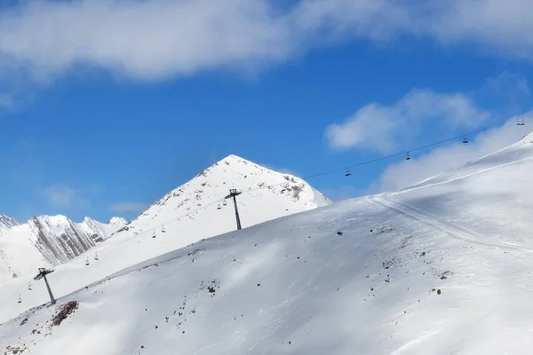 Piste Enneigée Hors Piste Télésiège Sur Station Ski Par Temps — Photo