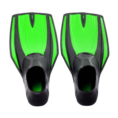 Su damlalarıyla dalmak için açık yeşil paletler. Beyaz arkaplanda izole