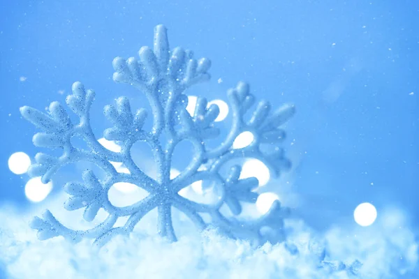 Vánoční Pozadí Sněhové Vločky Krásné Abstraktní Bokeh — Stock fotografie