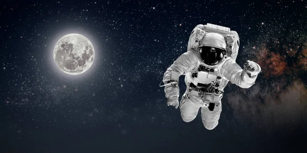 Astronauta Vola Sopra Terra Nello Spazio Natale — Foto Stock