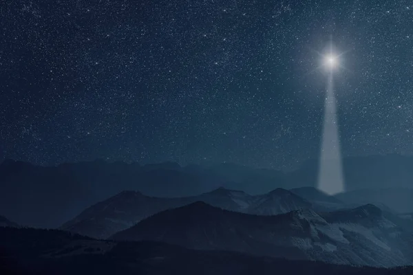 Stjärnan Lyser Över Krubban Jul Jesus Kristus — Stockfoto
