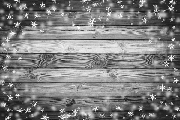 Kahverengi Ahşap Duvar Dokusu Ile Beyaz Kar Yıldız Noel Arka — Stok fotoğraf