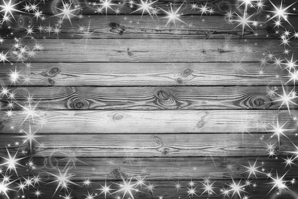 Hnědé Dřevo Zeď Textury Bílým Sněhem Hvězd Vánoční Pozadí — Stock fotografie