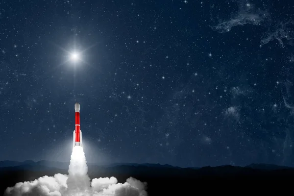 stock image A rocket flies into space on Christmas Eve