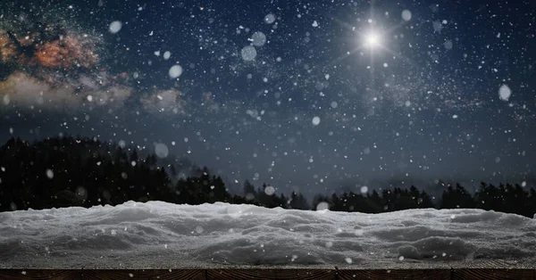 Invierno Fondo Navidad Con Nieve Bosque —  Fotos de Stock