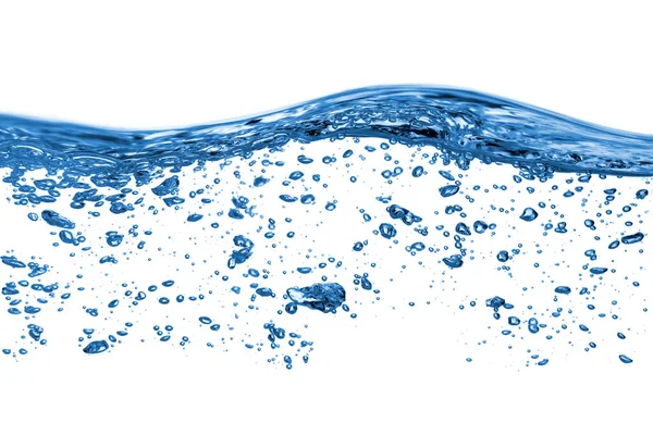 Água Azul Bolhas Piscina Sobre Fundo Branco — Fotografia de Stock