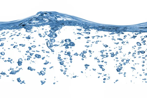 Água Azul Bolhas Piscina Sobre Fundo Branco — Fotografia de Stock