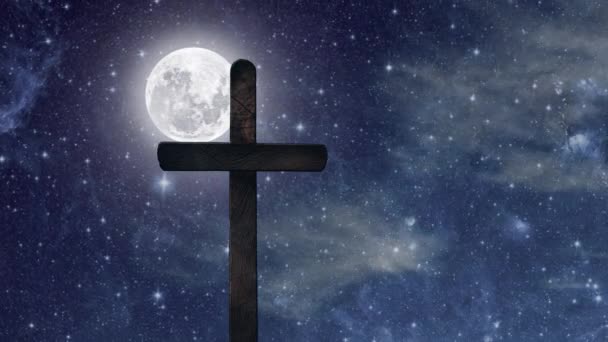 夜明けの背景にイースターの十字架 — ストック動画
